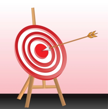 arrow in red dart board
